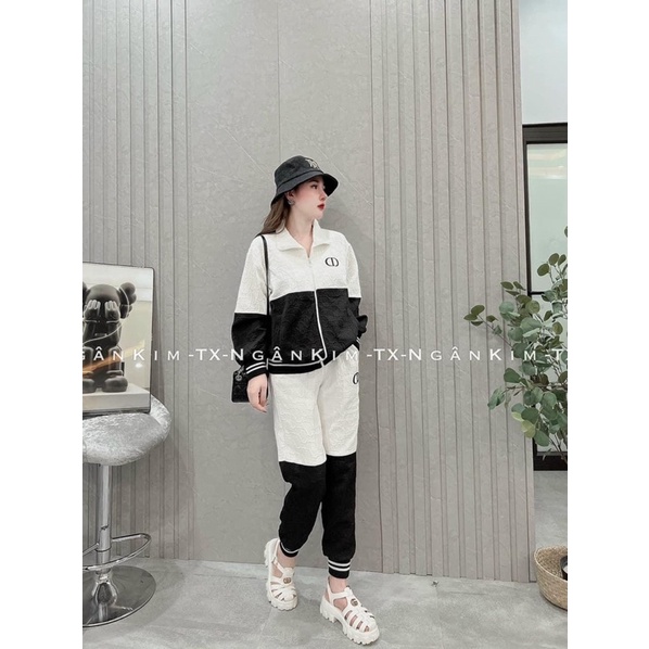 BỘ THỂ THAO CD KHOÁ PHỐI MÀU ĐEN TRẮNG