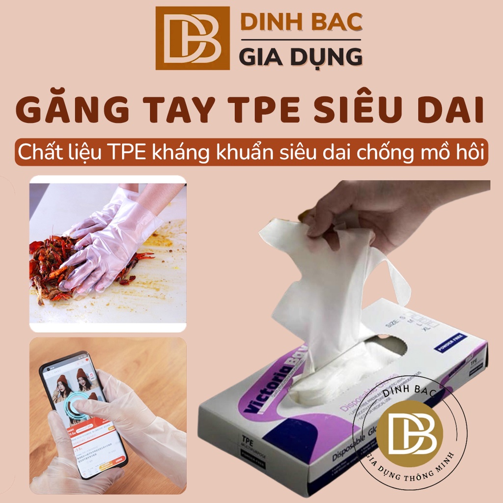 Hộp 100 găng tay siêu dai chống mồ hôi đầu ngón tay Đình Bắc Store