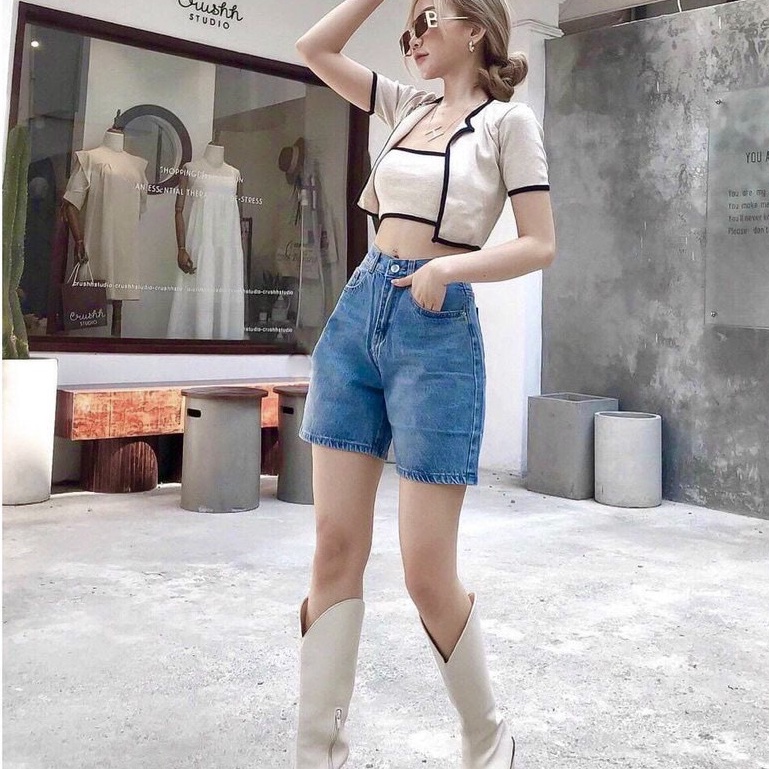 Quần Short jean nữ chất bò trơn mềm xinh xắn | BigBuy360 - bigbuy360.vn