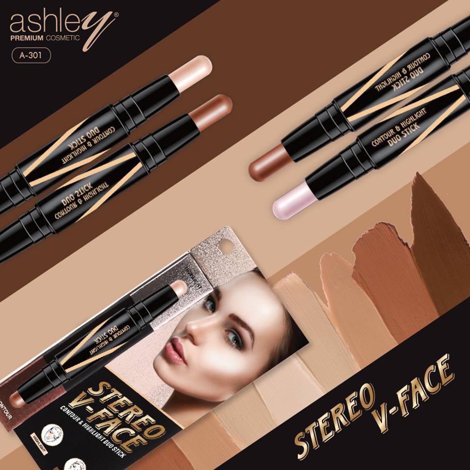 Tạo  Khối Ashley Stereo V – Face Contour & Highlight Duo Stick  A301 150g