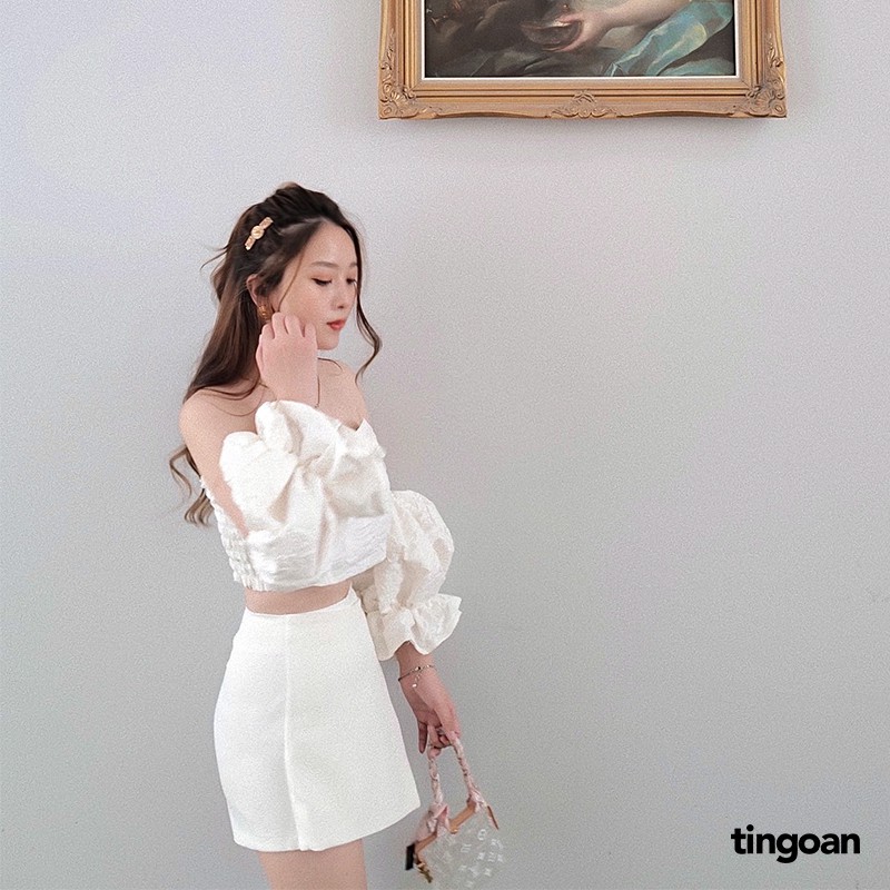 Quần váy cạp cao lệch vạt trắng tingoan NICOLE SKORT/WH | BigBuy360 - bigbuy360.vn