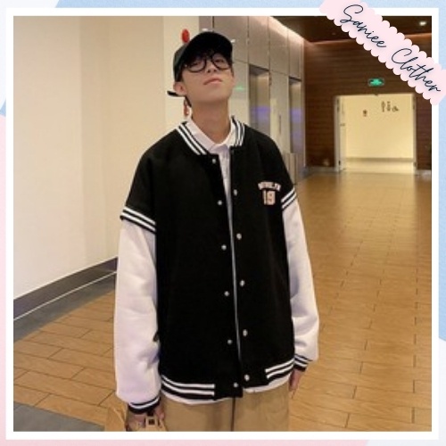 Áo khoác bomber kay 09 áo bomber varsity jacket áo bóng chày có cúc bấm chất nỉ bông kaki dày dặn đẹp Saniee Clother