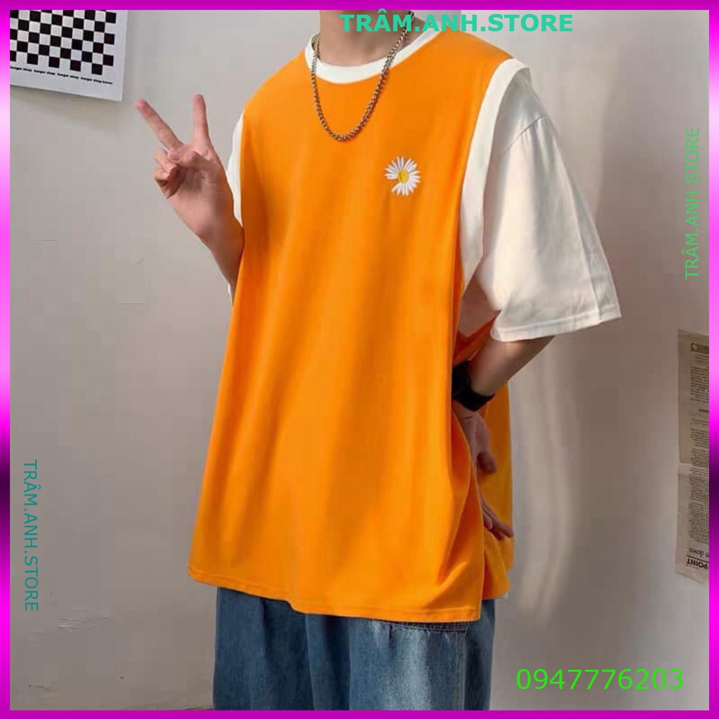 ÁO KIỂU RAGLAN THÊU HOA CÚC TÍM ĐEN CAM UNISEX - ÁO GILE PHỐI HOA CÚC TAY TRẮNG FORM TO 👗 👑