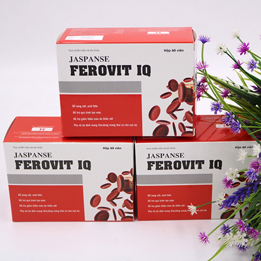 Jaspanse Ferovit IQ - Hỗ trợ bổ sung sắt cho bà bầu, acid folic hỗ trợ quá trình tạo máu (60 viên)