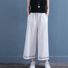 ☻ L O T U S ☻ Quần Ống Rộng Thêu Hoa Plus Size LFB0194