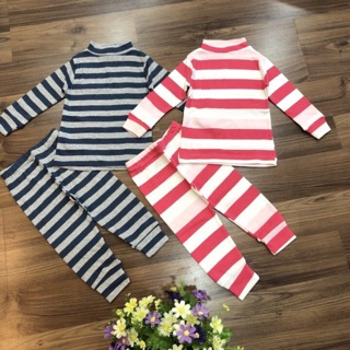 Bộ kẻ cotton len , cổ 3f