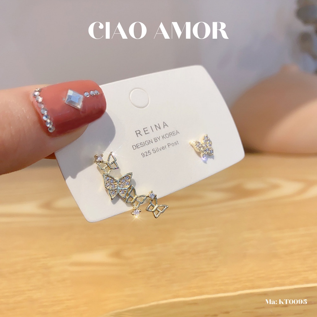 Khuyên tai nữ, bông tai cánh 2 bên khác Trang sức Ciao Amor - KT0095