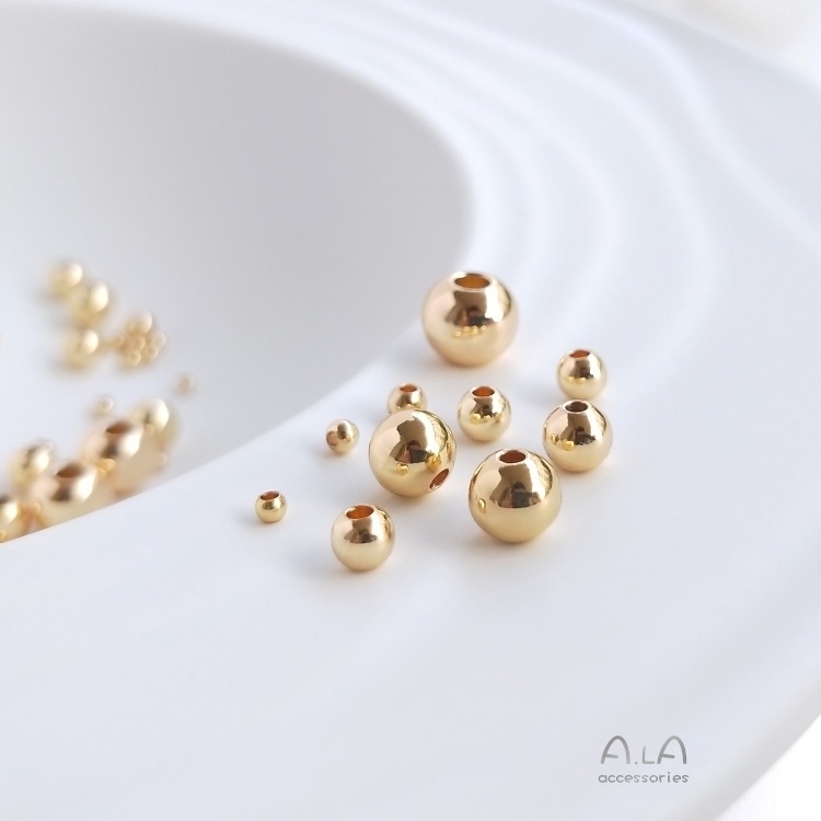 💖Trang sức DIY phụ kiện💖14K mạ vàng hạt tán hạt bảo quản màu sắc bóng tròn hạt vòng tay tách hạt DIY tay đính cườm phụ kiện vật liệu trang sức