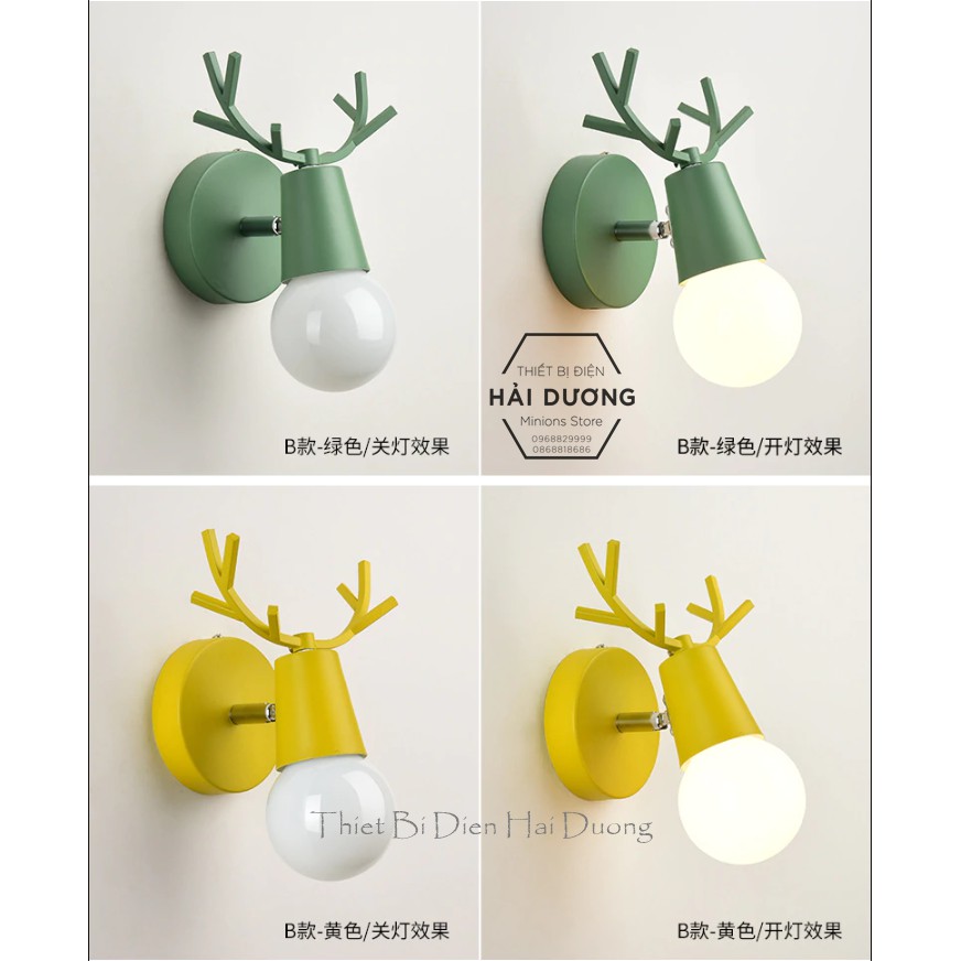 Đèn trang trí gắn tường hình đầu hươu TN101 (kèm bóng led G40 3 chế độ sáng Trắng Vàng Trung Tính) - EnergyGreenLighting