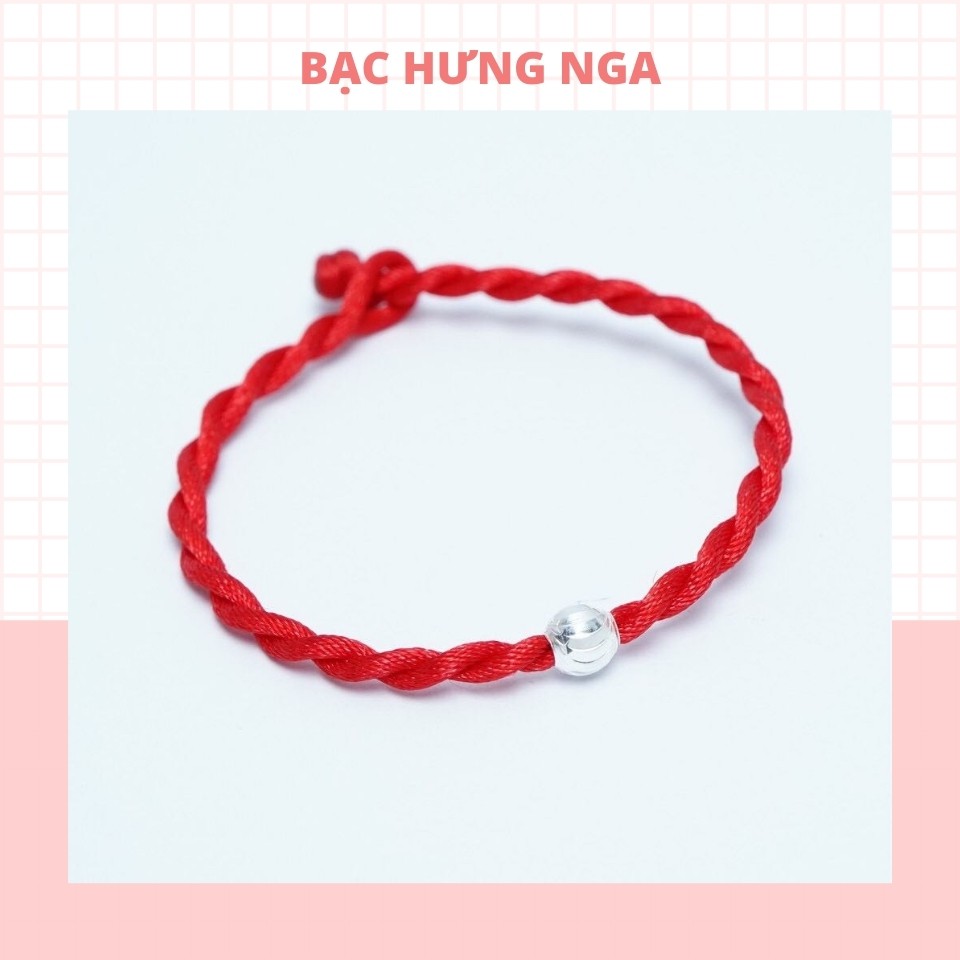Vòng tay chỉ đỏ mix bi bạc 925 may mắn - HN 005