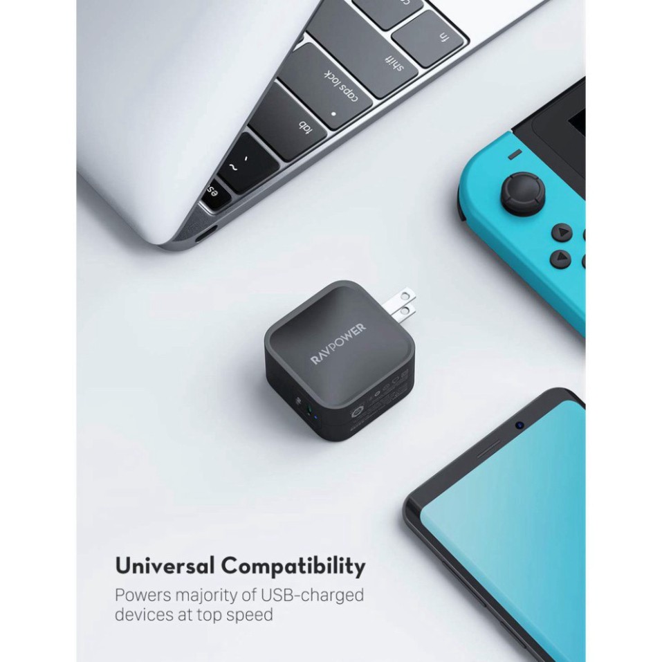 GIÁ SẬP SÀN Củ Sạc Ravpower RP-PC112 - 1cổng Usb-c 61W PD 3.0 - Công Nghệ GaN GIÁ SẬP SÀN