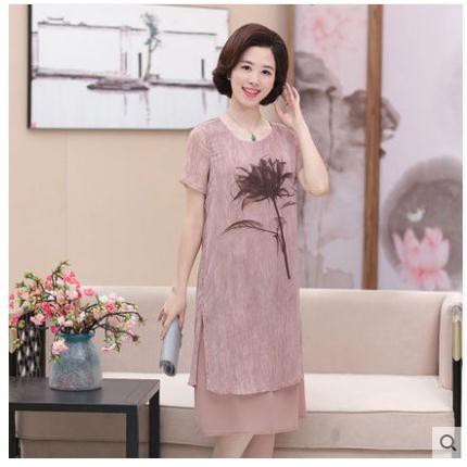 VG☑۞☌Váy đầm voan dáng suông thời trang cho phụ nữ trung niên hàng Quảng Châu