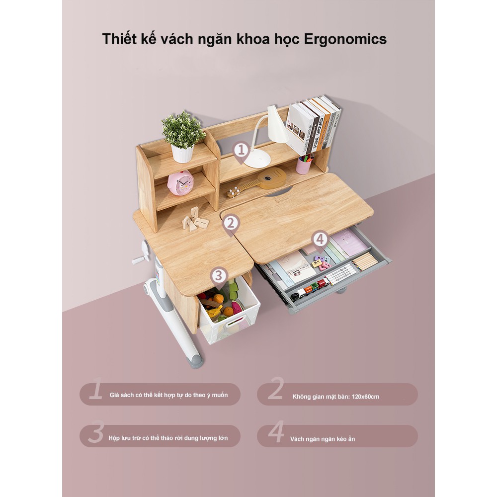 (Chính hãng cao cấp) Bàn học sinh thông minh chống gù, chống cận Sihoo H7C gỗ tự nhiên | BigBuy360 - bigbuy360.vn