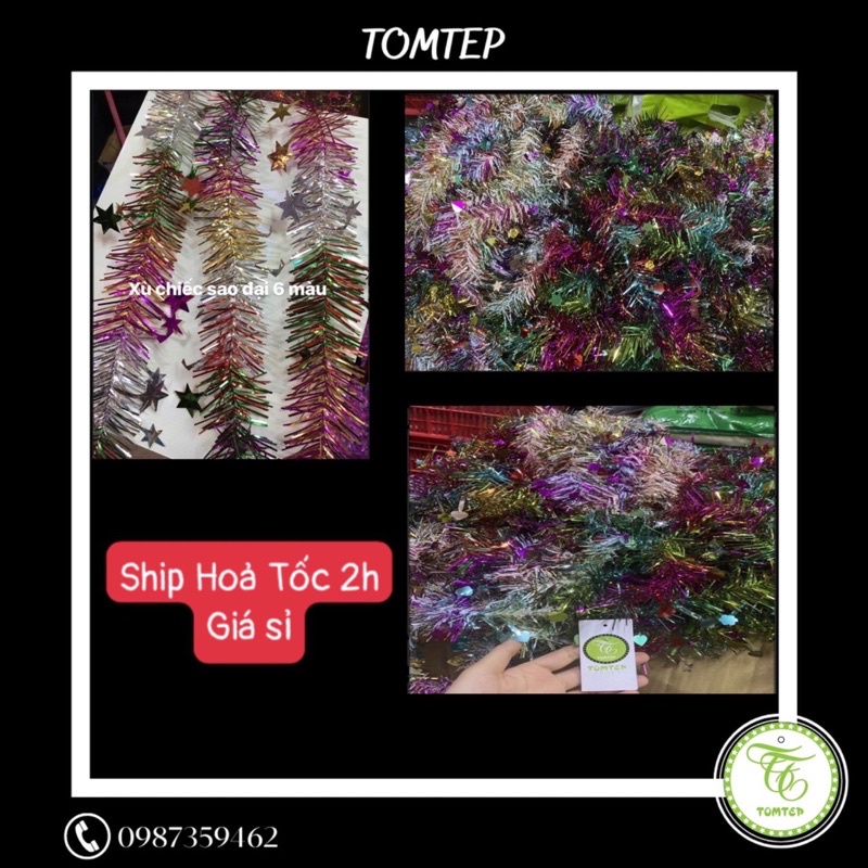 Dây kim tuyến sao nhỏ 6 màu phối cực đẹp giá tại xưởng sx (dây dài 2m)