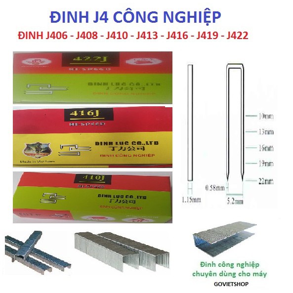 Đinh U4 loại J4 các quy cách Đinh J408 - J410 - J413 - J416 - J419 - J422 công nghiệp