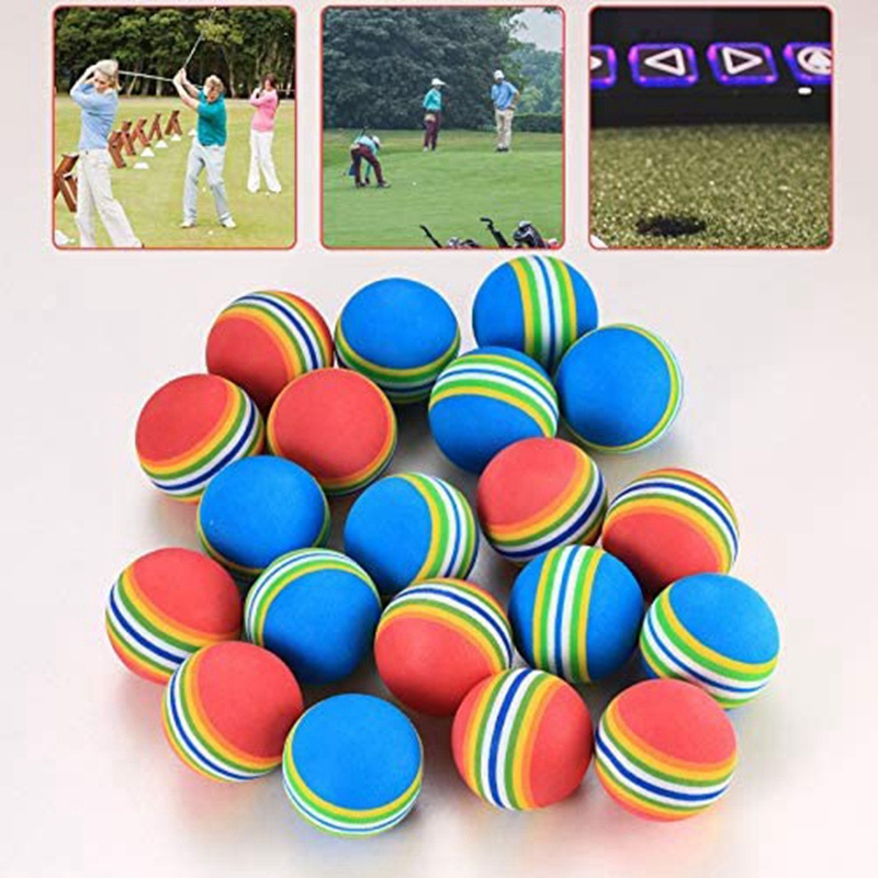 Set 20 Quả Bóng Golf Bằng Xốp Mềm Màu Cầu Vồng Dùng Để Luyện Tập Trong Nhà / Ngoài Trời