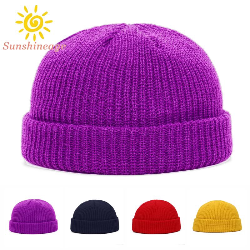 Mũ beanie len màu trơn phong cách retro thời trang thu đông dành cho nam và nữ