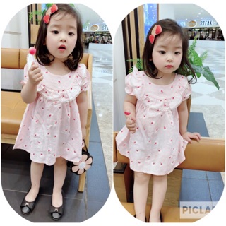 Váy xoè cổ viền bèo công chúa cho Bé gái
