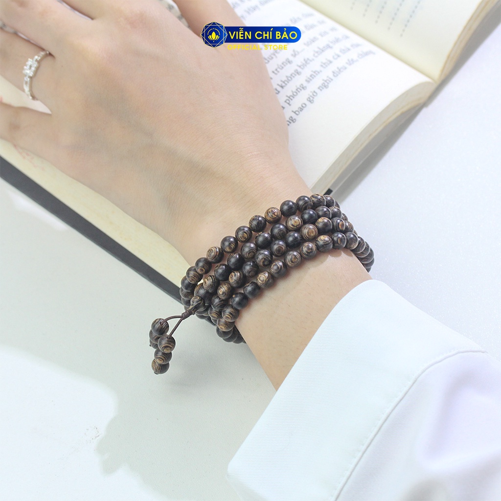 Vòng tay trầm hương sánh chìm Chuỗi 108 hạt 6mm thời trang phụ kiện trang sức Viễn Chí Bảo V000764-6
