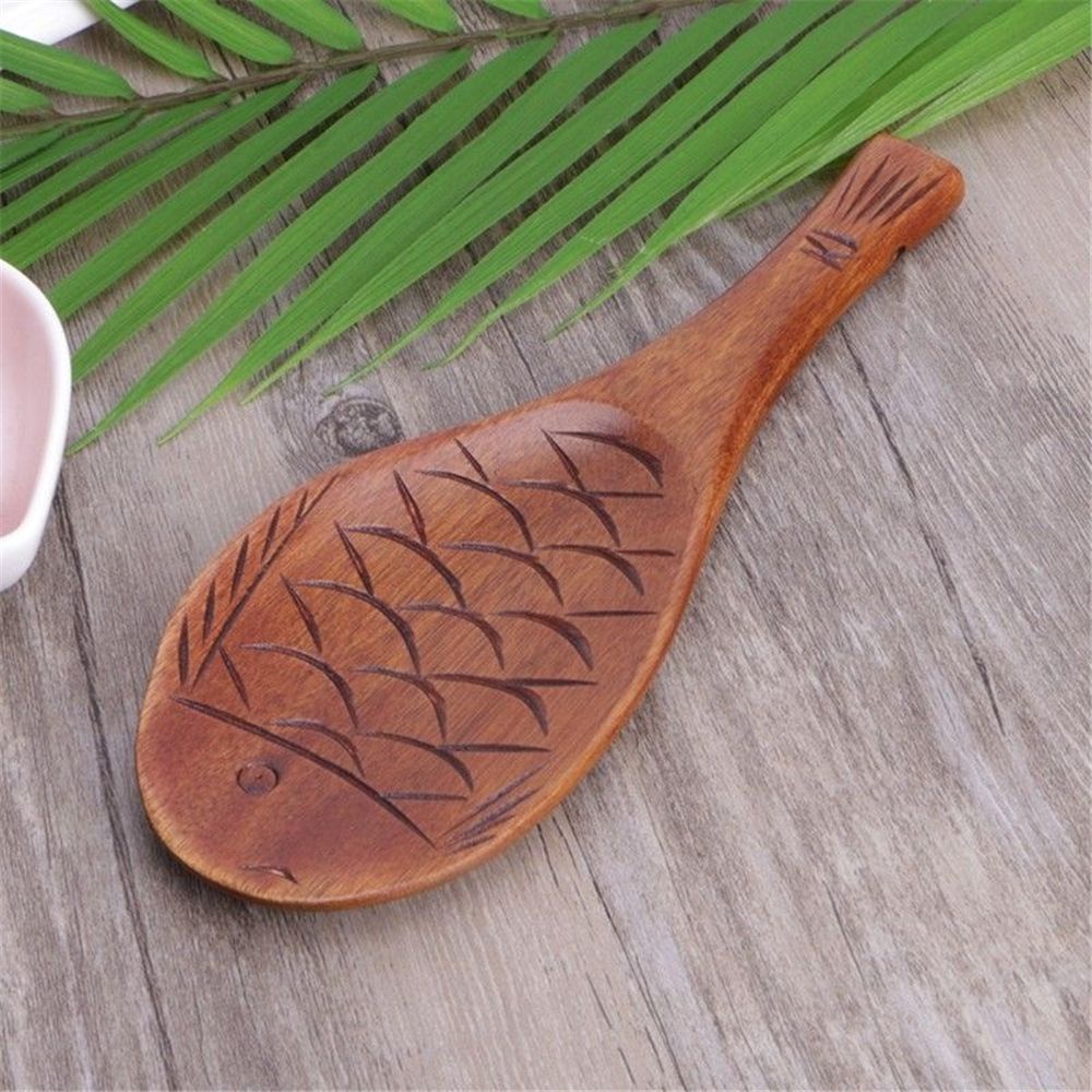 Epoch Muỗng Múc Cơm Bằng Gỗ Tre Không Độc Hại Hình Cá Sáng Tạo