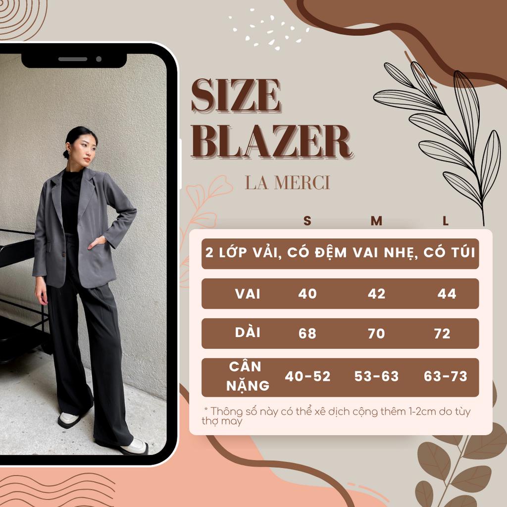 Áo blazer nữ, áo vest dài tay công sở 2 lớp, có đệm vai nhẹ, có túi phong cách Hàn Quốc - LaMerci BL02