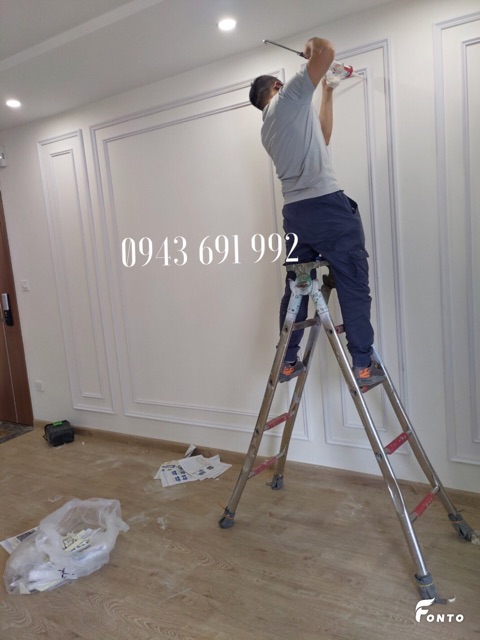 Chỉ kép hai lớp trang trí tường với phào 4cm trắng lệch sơn thay đổi màu