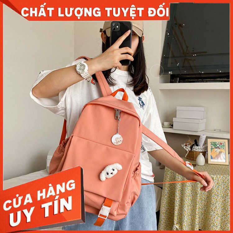 HÀNG CAO CẤP -  Balo cặp đi học học sinh nữ cấp 2, 3 màu đen, hồng, cam, lục, lam thời trang dễ thương  - Hàng Cao Cấp