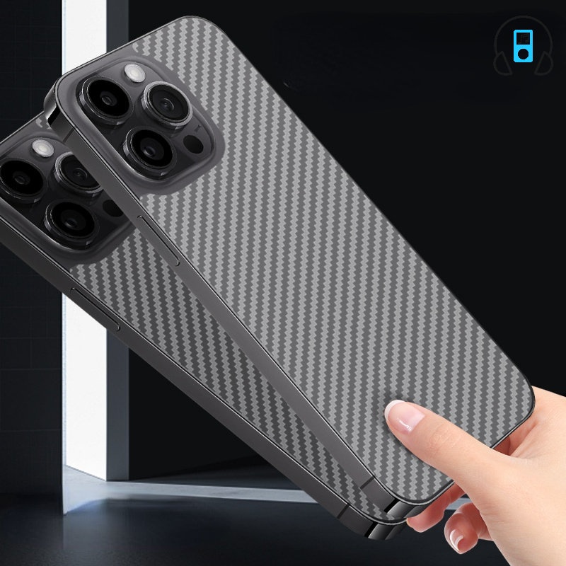 Miếng Dán Bảo Vệ Mặt Sau Điện Thoại Ip14 Bằng Sợi Carbon Trong Suốt