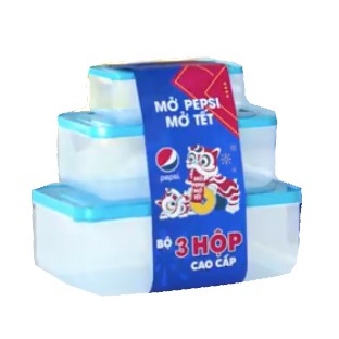 [Quà tặng không bán]Bộ 3 Hộp Nhựa Pepsi Cao Cấp