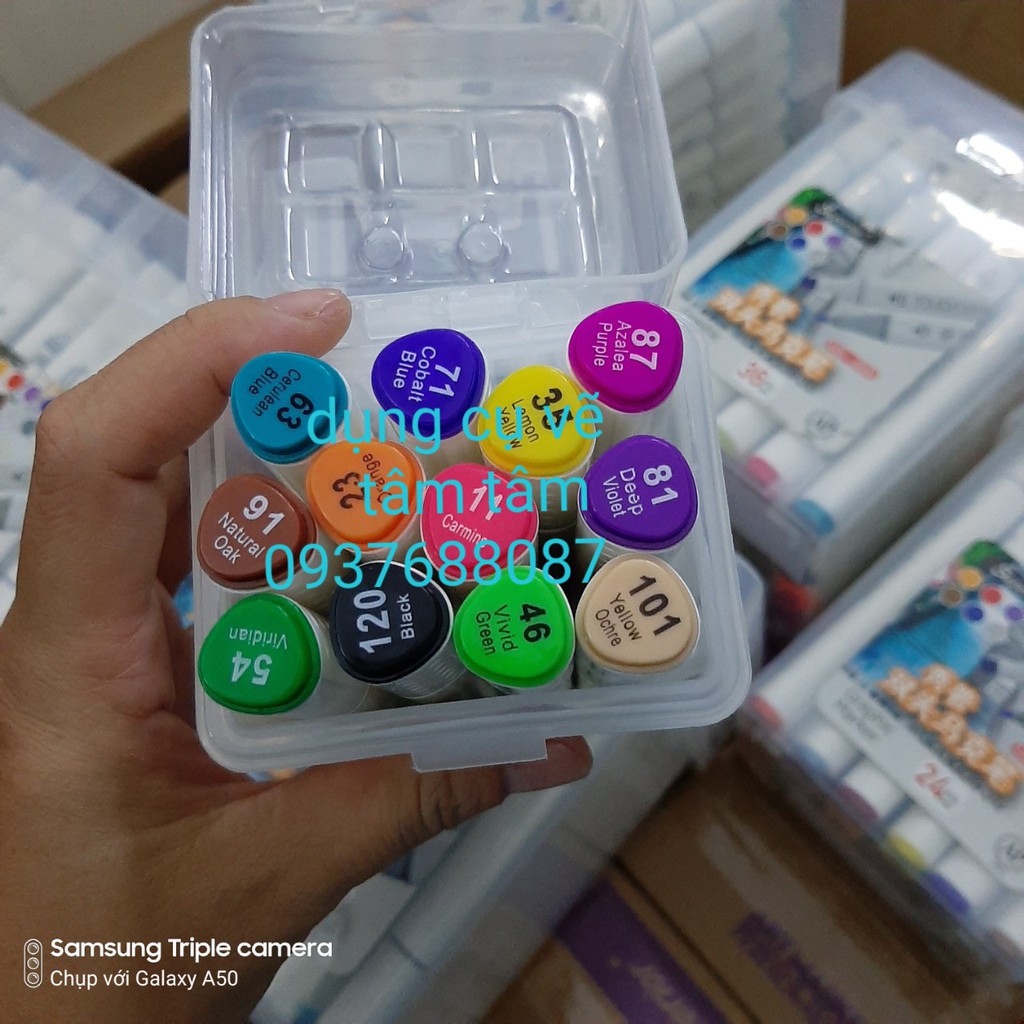 [ TÂM TÂM ]-Marker touch soft head bộ 12 màu hộp nhựa (Tặng giấy mẫu test màu)-