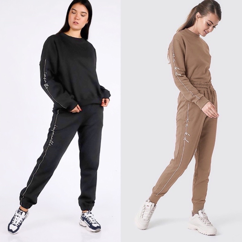Set nỉ trơn in viền chữ có túi thật vnxk ( ẢNH THẬT )