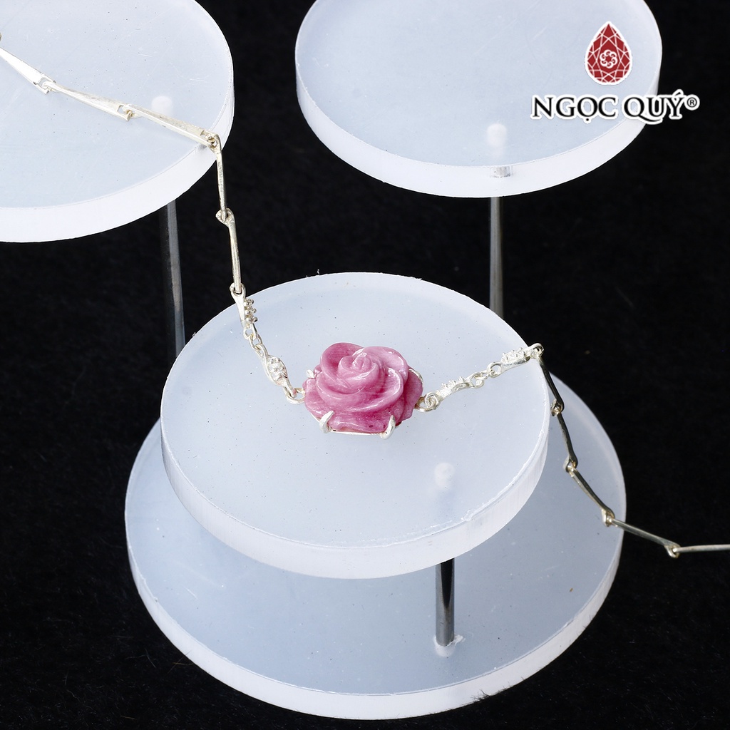 Vòng tay bạc phối hoa mẫu đơn Rb - Ngọc Quý