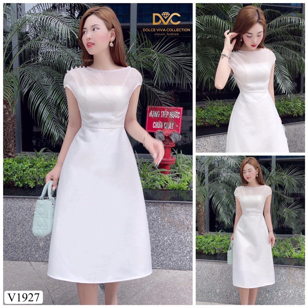Váy hoa xòe bo tay ngọc V1927 - DVC Fashion