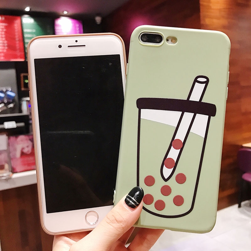 Ốp điện thoại bằng TPU dẻo in hình cốc trà sữa cho iPhone 6/6s 6plus/6splus 7/8 7plus/8plus X/XS XR XsMax | BigBuy360 - bigbuy360.vn