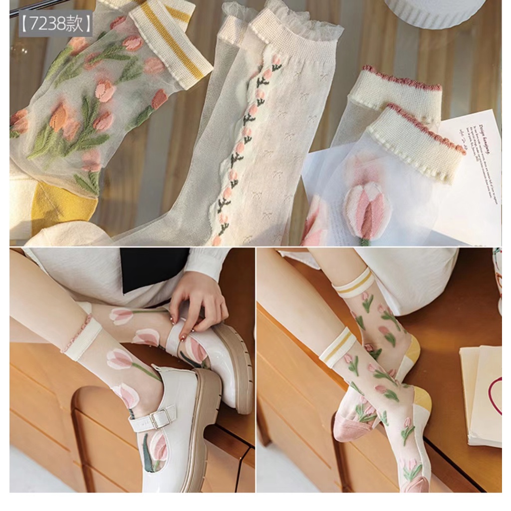 Vớ Cổ Vừa Thoáng Khí Thấm Hút Mồ Hôi Phong Cách Nhật Bản Thời Trang Xuân Hè Cho Nữ