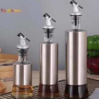 Bình đựng siro, dầu ăn, xì dầu thủy tinh bọc inox kèm vòi mỏ vịt size 180ml - 300ml - 490ml