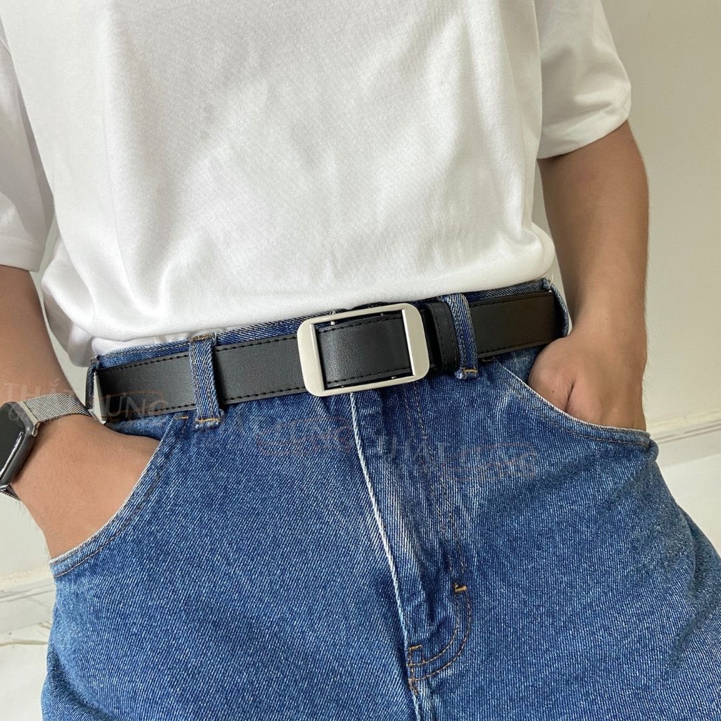 Thắt Lưng Nam Nữ Luồng Chữ Nhật, dây nịt học sinh bản 3.3cm  TL046 - Thắt Lưng Giá Tốt