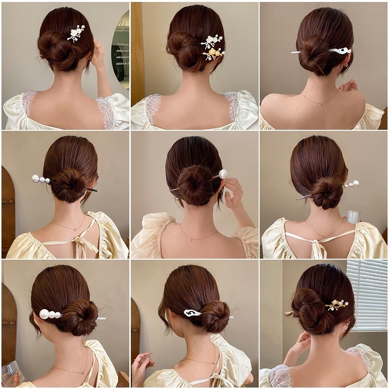 Kẹp Tóc Đính Bóng Lông Hình Chữ U Đơn Giản Và Hiện Đại Chất Lượng Cao