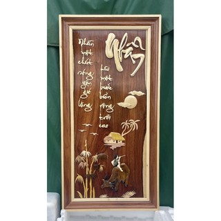 tranh thư pháp gỗ cẩm chữ nhẫn