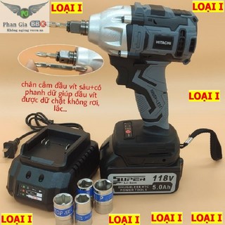 Máy siết bulong HITACHI 118V  Không Chổi Than 2 trong 1 mẫu mới 2020