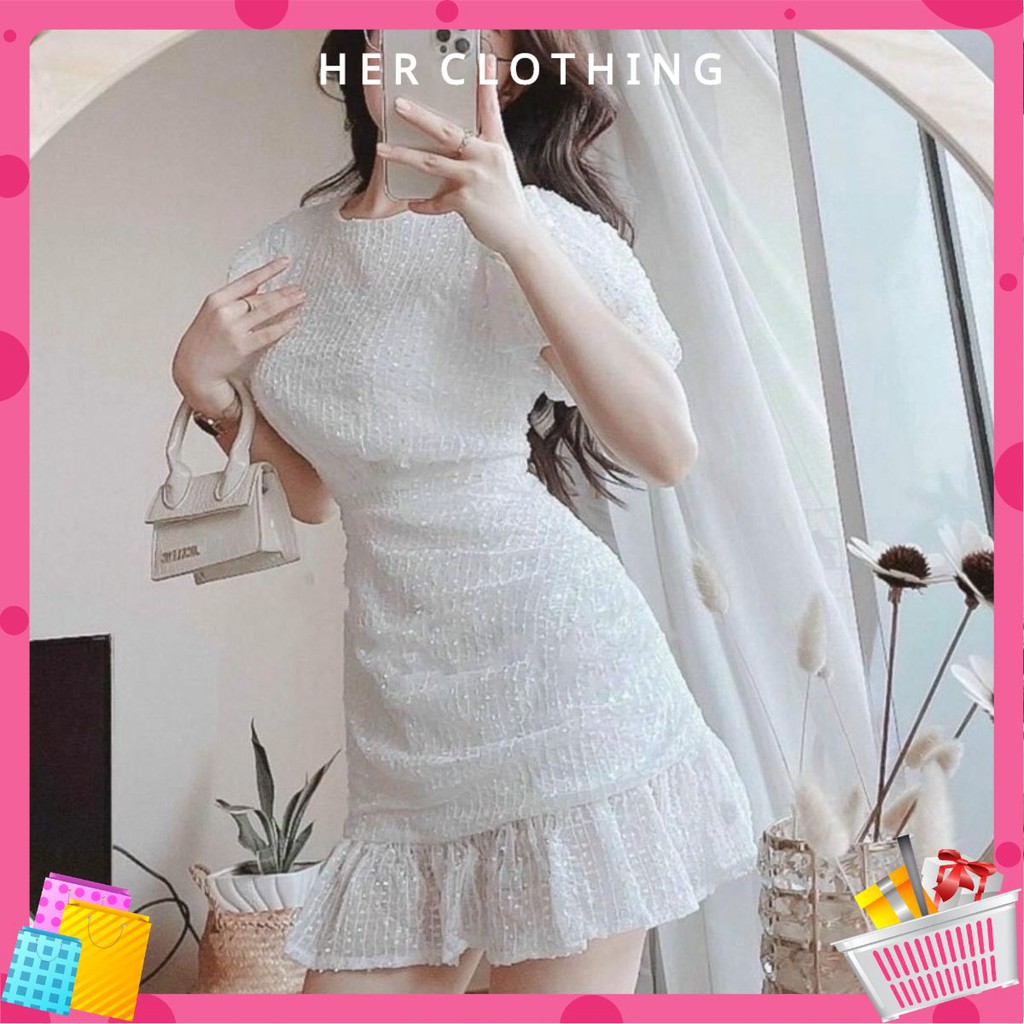 Đầm dự tiệc Jumpsuit vải kim sa nữ màu trắng, dạo phố cực xinh sang chảnh KIMSA DRESS | BigBuy360 - bigbuy360.vn