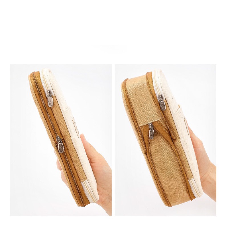 Hộp bút vải canvas Unicoo túi bút double pen case bóp viết nhiều ngăn đa năng 6 màu dung tích lớn