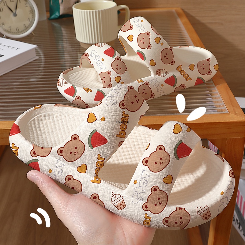 Hàng Có Sẵn_Giày Sandal Mềm Mại Hở Ngón Phối Hình Dạng Hoạt Họa Mùa Hè Cho Nữ A