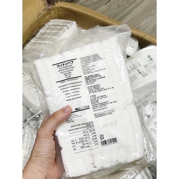 [Hàng _ Nhật_ Chuẩn]   Bông tẩy trang Muji Cotton Ecru hữu cơ 180 miếng