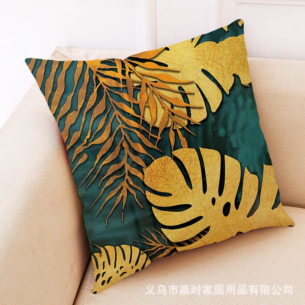Vỏ gối vuông sofa hình Lá Dẻ Quạt sang trọng, trang nhã, size 45x45 cm