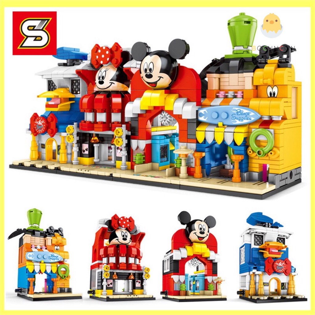 [SIÊU RẺ] Đồ Chơi Lắp Ghép Thông Minh Lego DisneyLand 4 Trong 1 Nhà Của Mickey Minnie Donald