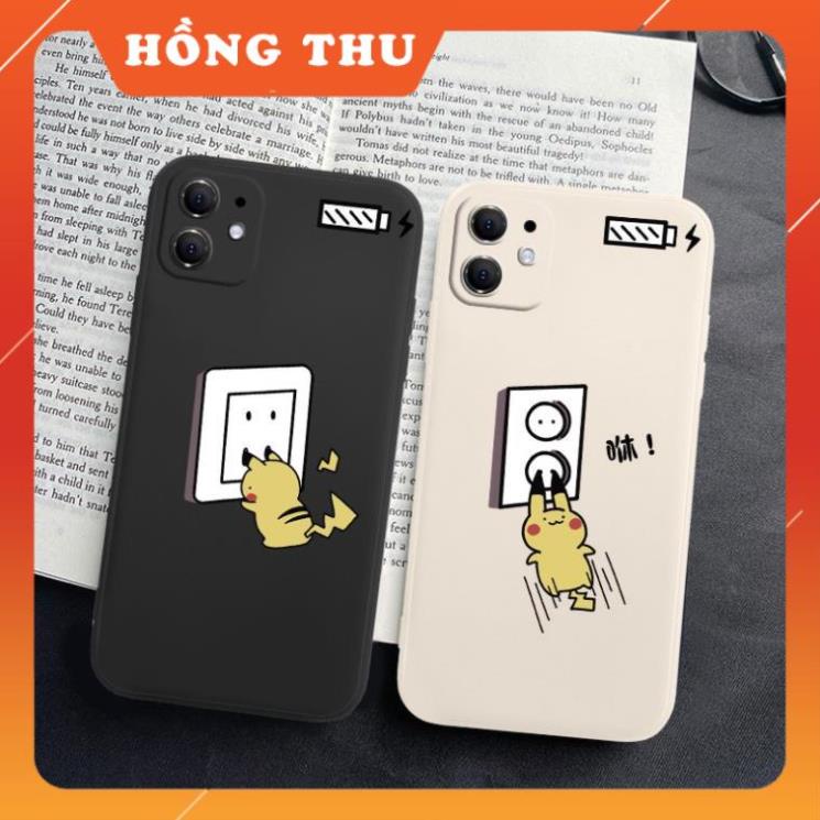 Ốp iphone pika sạc điện cạnh vuông 6/6plus/6s/6splus/7/7plus/8/8plus/x/xr/xs/11/12/pro/max/plus/promax