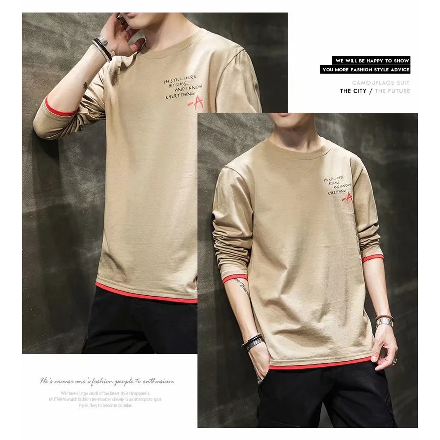 Áo thun dài tay thời trang nam dáng rộng