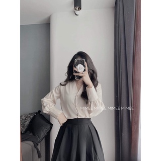 Set áo lụa trai và váy tiểu thư đen mimee