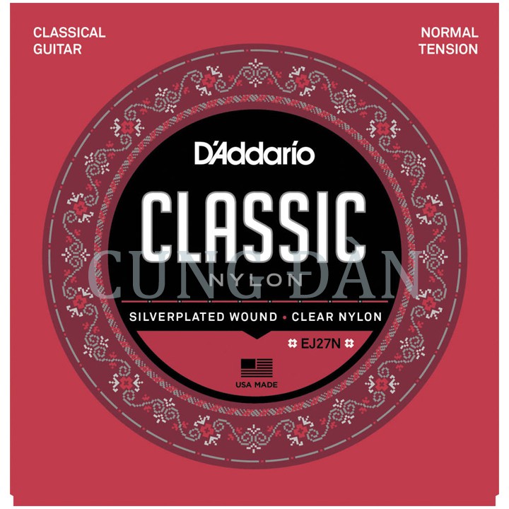 Dây đàn nylon guitar classic D'addario EJ27 (Hàng chính hãng 100% có mã kiểm tra bên trong)